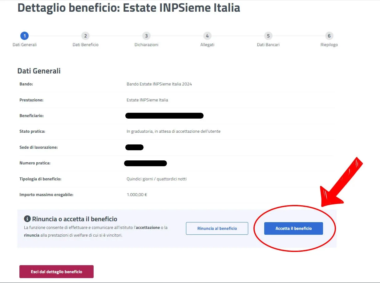 come accettare o rinunciare il beneficio inpsieme